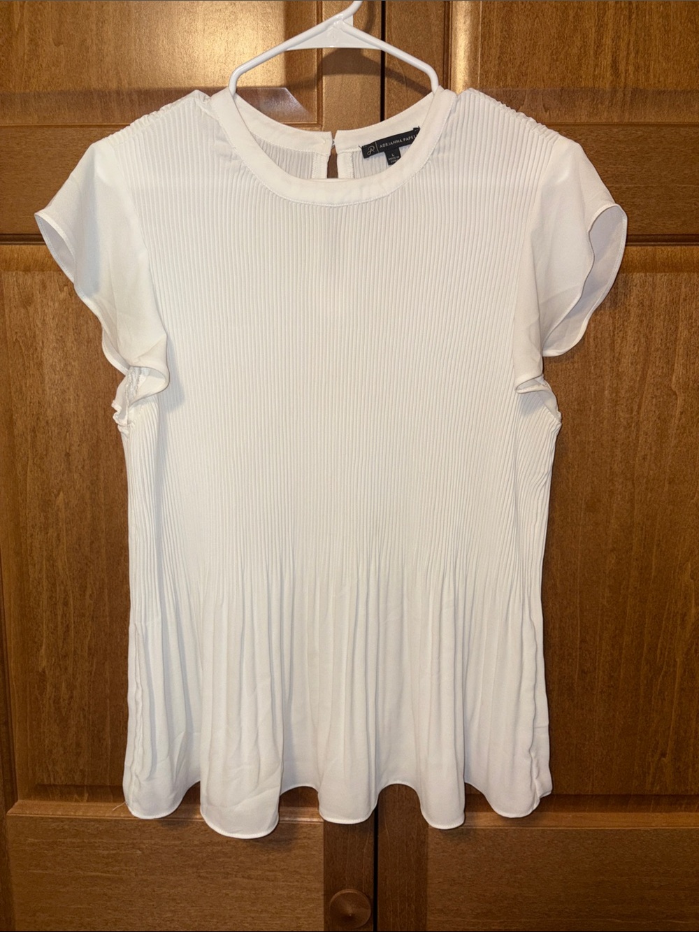 Pleated White Short-Sleeve Blouse - Lightweight Elegant Top